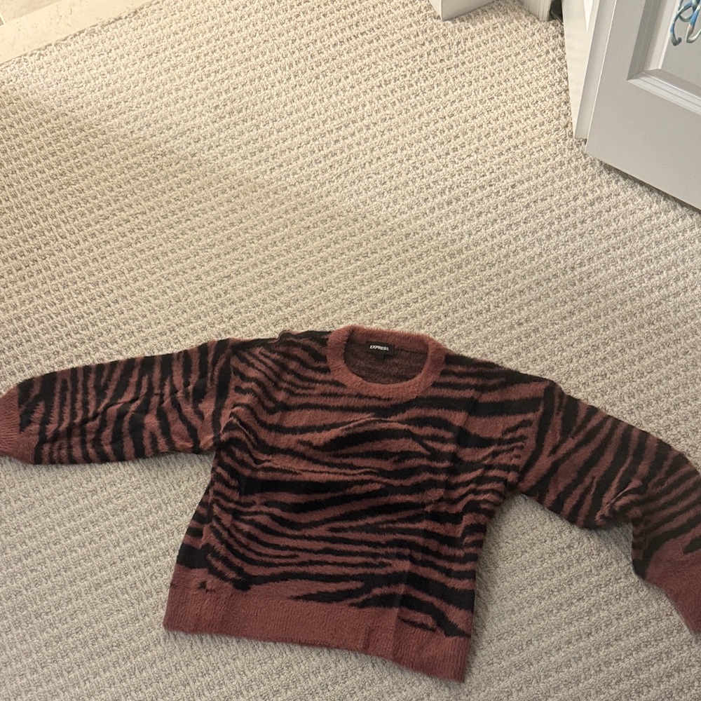 Express Brown and Black Tiger-Stripe Sweater
